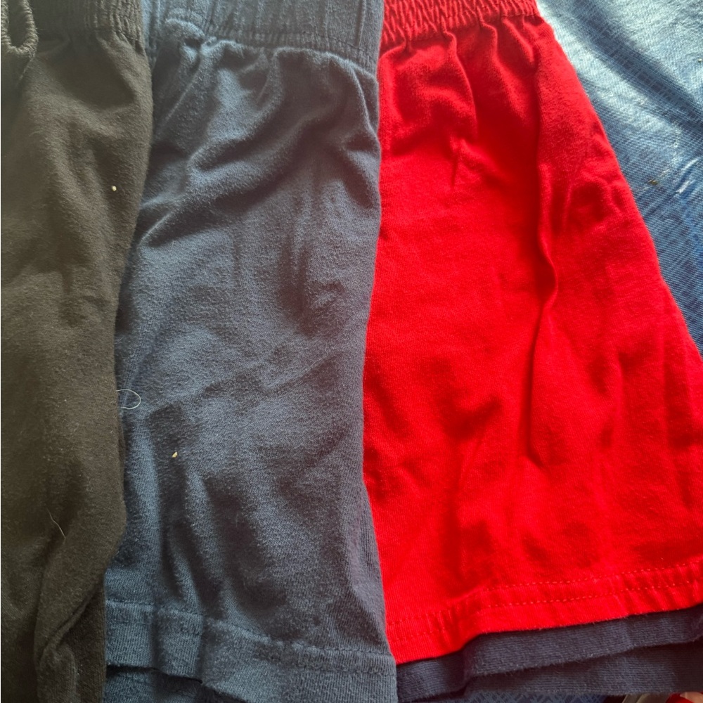 Kids Cotton Athletic Shorts - Red, Navy, Black